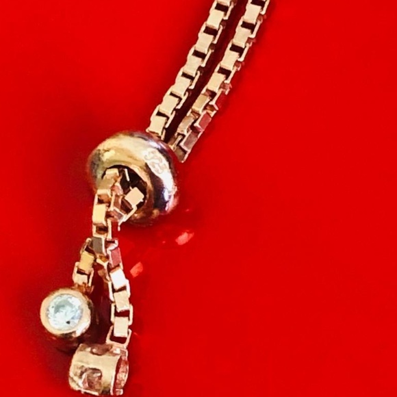 Sterling Silver Gold-tone CZ Adjustable Bracelet - Picture 4 of 4